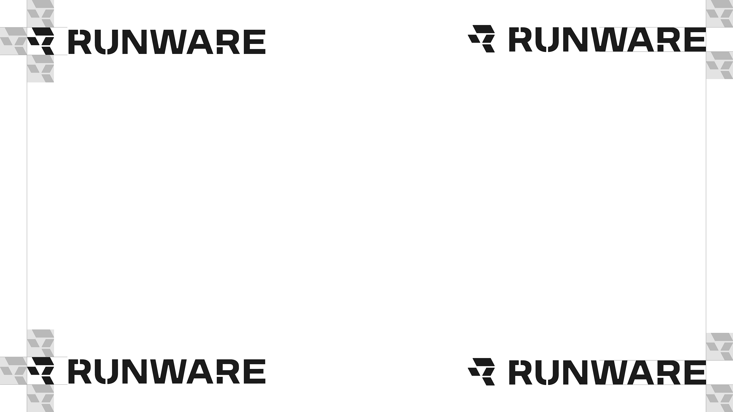 Clear space diagram showing minimum padding around the Runware lockup in all four corners